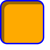 角丸のボックスの内側に、薄い灰色の影が与えられている。影はパディングボックスの上端と左端から 10px のびている (ボーダーの内側に描画される)。