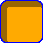 角丸のボックスの内側に、薄い灰色の影が与えられている。影はボックスと同じ形状だが、ボックスよりも縦横それぞれ 20px ずつ小さい。影はパディングボックスの上端と左端からのびている (ボーダーの内側に描画される)。
